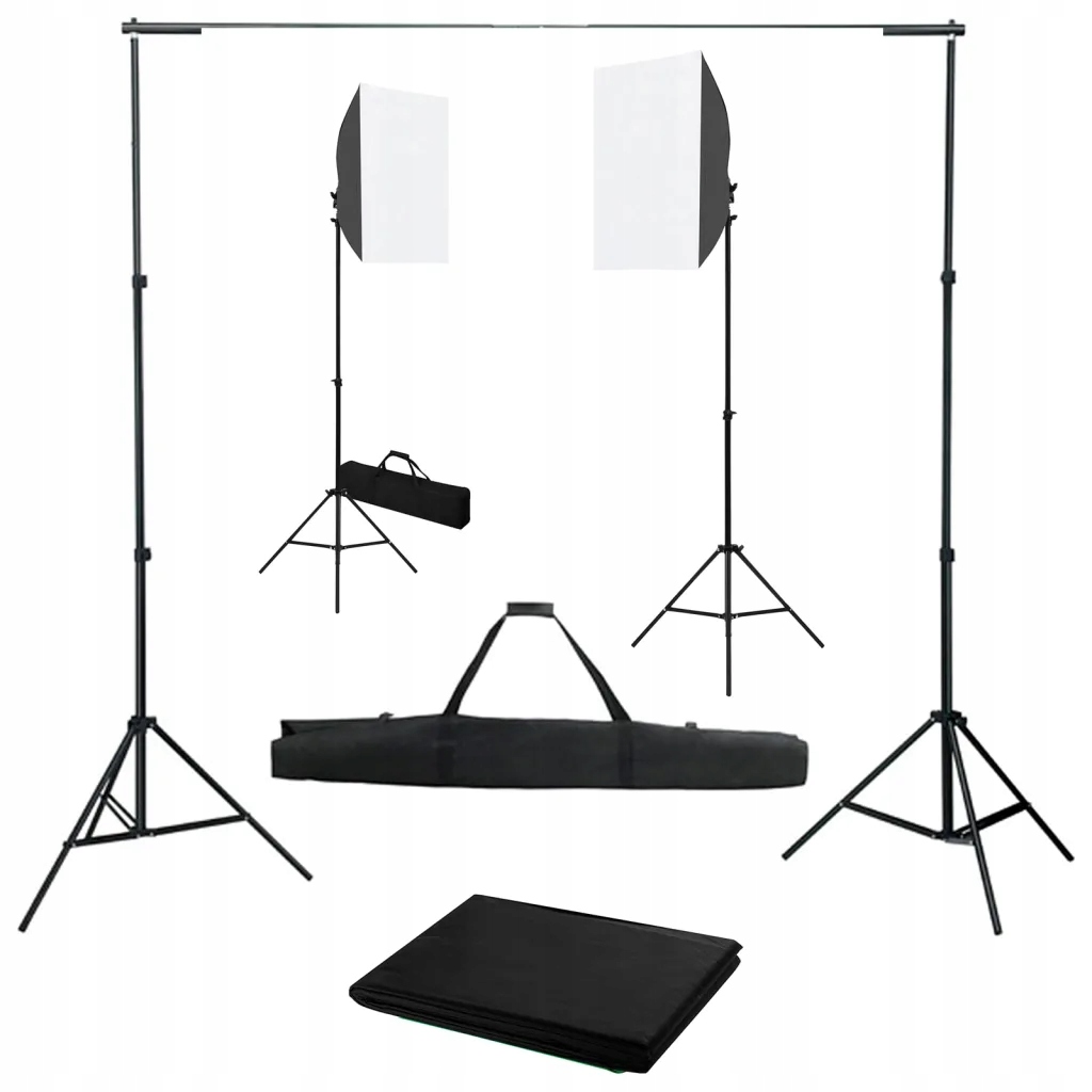 Fotograficzny zestaw studyjny z lampami softbox i tłem