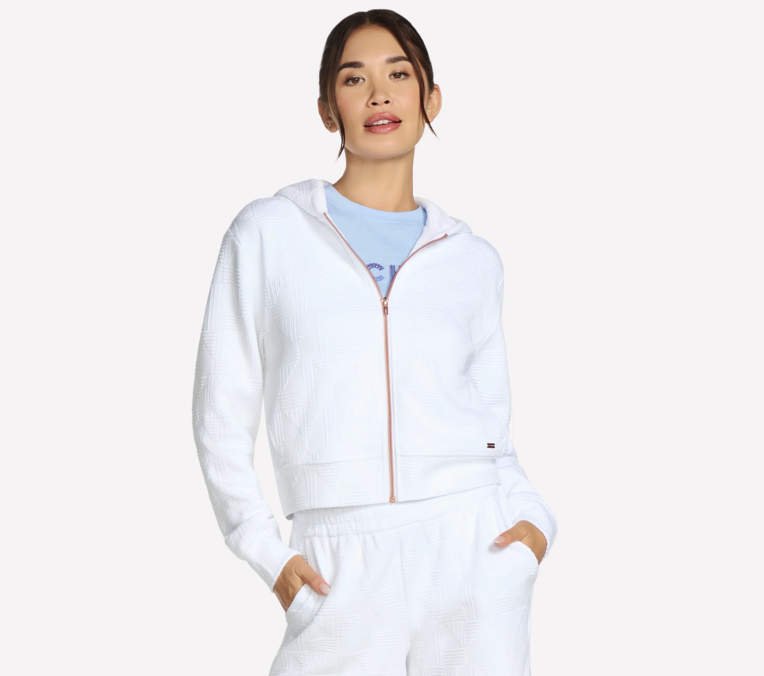 Mikina Skechers Go Walk Everywhere Diamond Fz Jacket bílá JA166 Wh