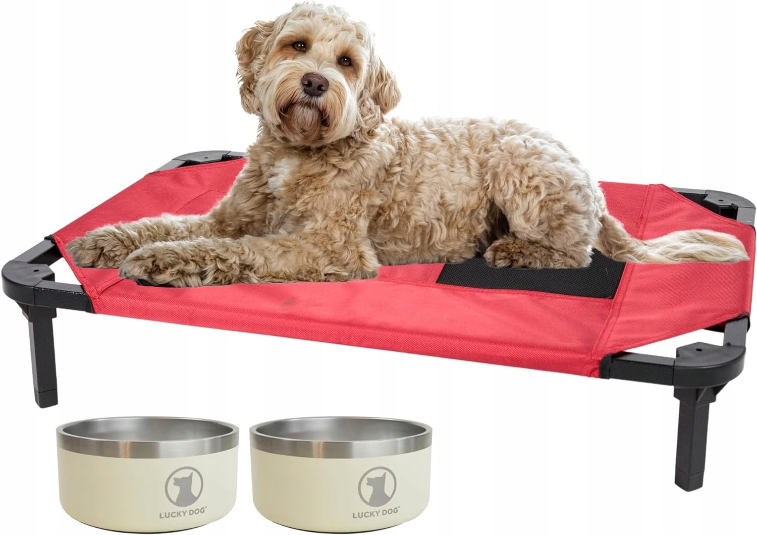 Levně Pelíšek pro psa kočku červený Pelíšek Na Rámu Na Nohách 35 kg 9 Cm