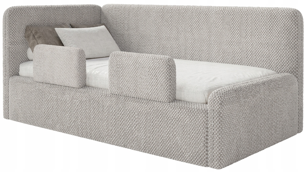 Postel pro mláděž 90x200 cm Fanklo zábradlí šedobéžová plyš levá