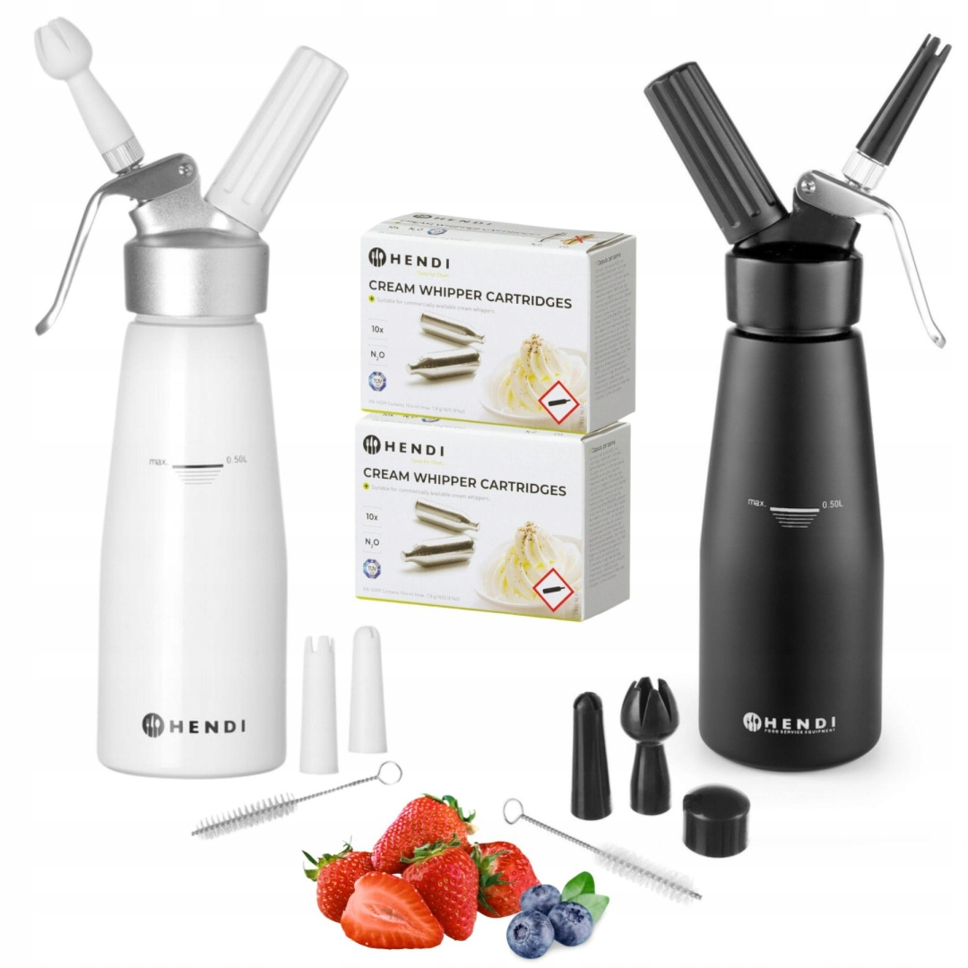 Dárková Sada Hendi Whipped Cream Siphon 0,5l bílá a černá