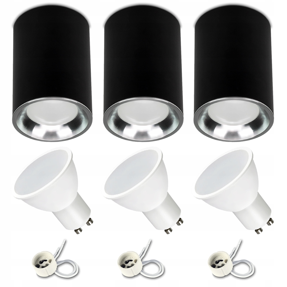 

3x Spot sufitowy tuba Vax czarny srebrny +7W 4000K