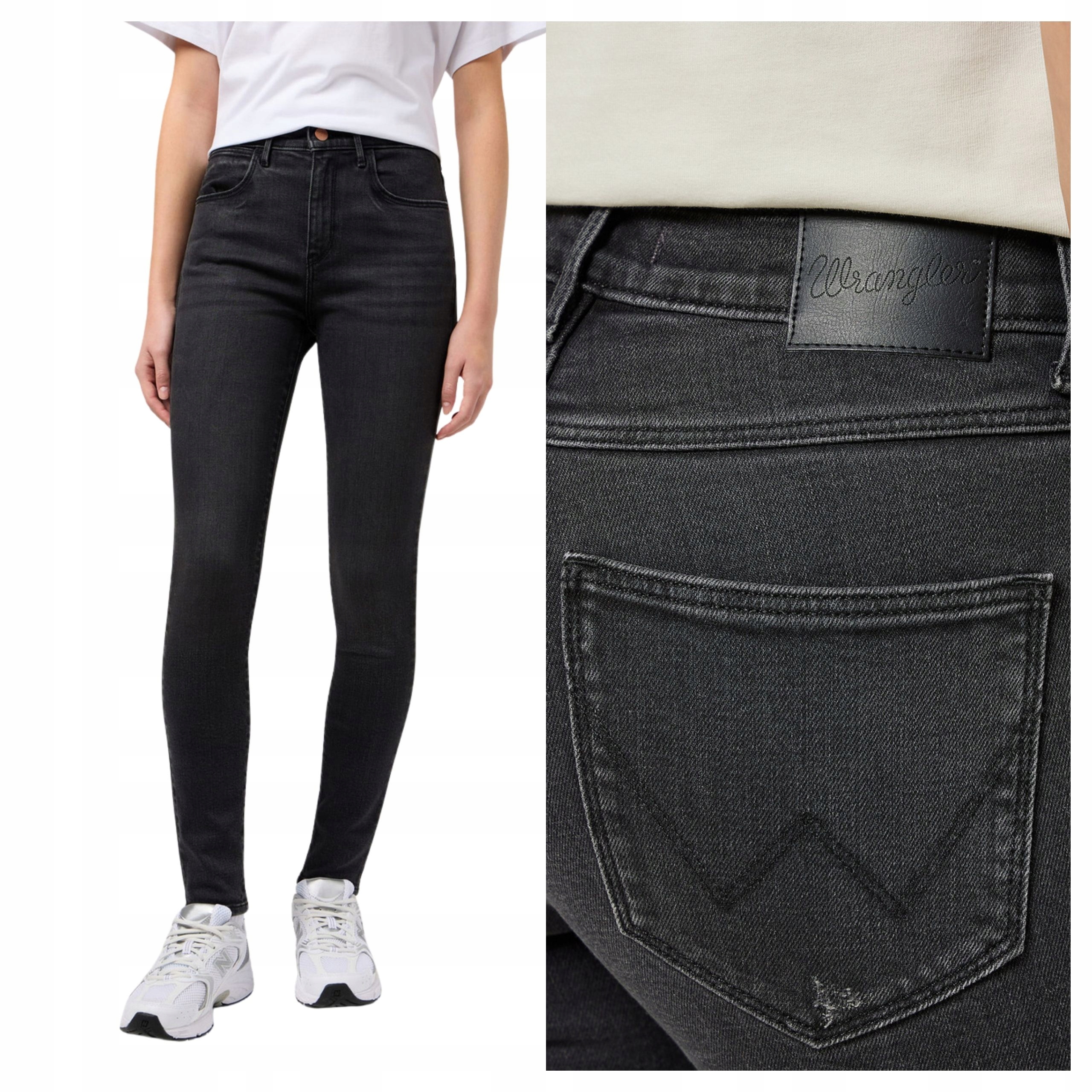Dámské kalhoty Wrangler High Skinny Trubky Vysoký pas Černé W27 L30