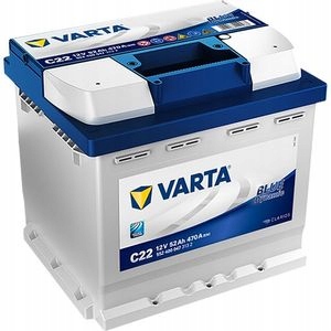 AKUMULATOR VARTA BLUE C22 12V 52AH 470A P+