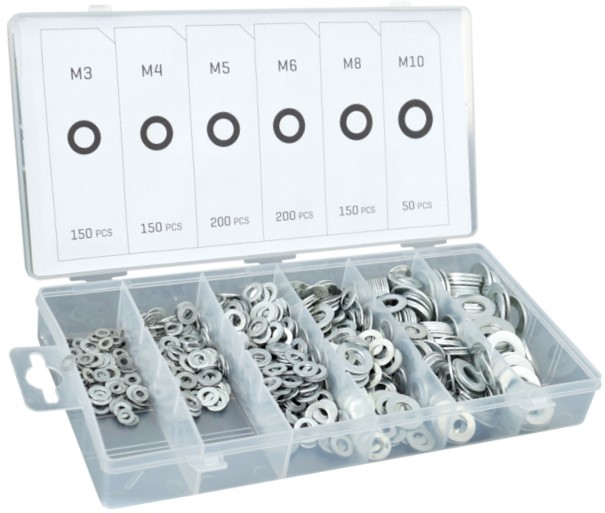 Zestaw stalowych podkładek płaskich 900szt. Carmotion 86438