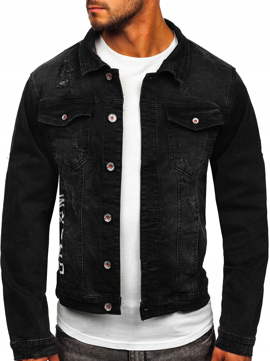 Pánská Džínová Bunda Černá RC61079S0 DENLEY_4XL