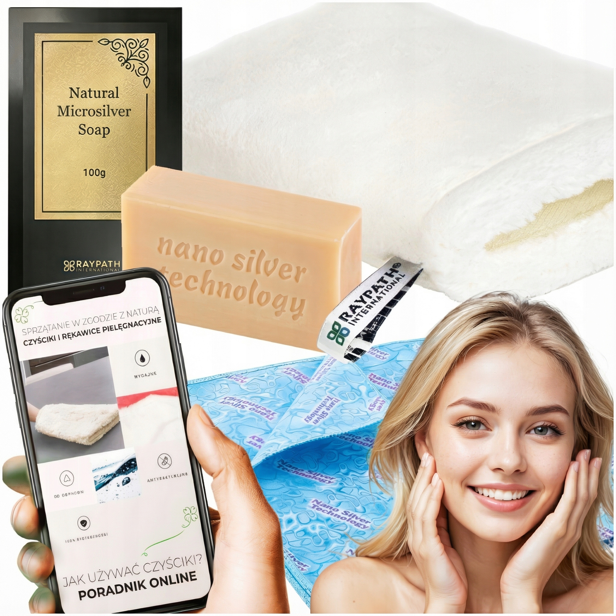 Univerzální sada Rukavice Sunbeam Šedé mýdlo s mikrostříbrem Raypath