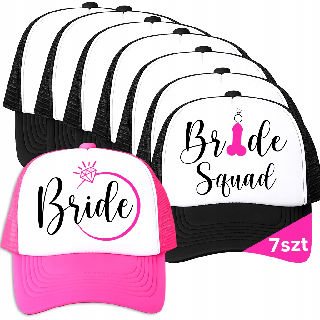 Sada Čepice Na Rozlučka Se Svobodou 7 Černých 1 Růžová Bride & Bride Squad