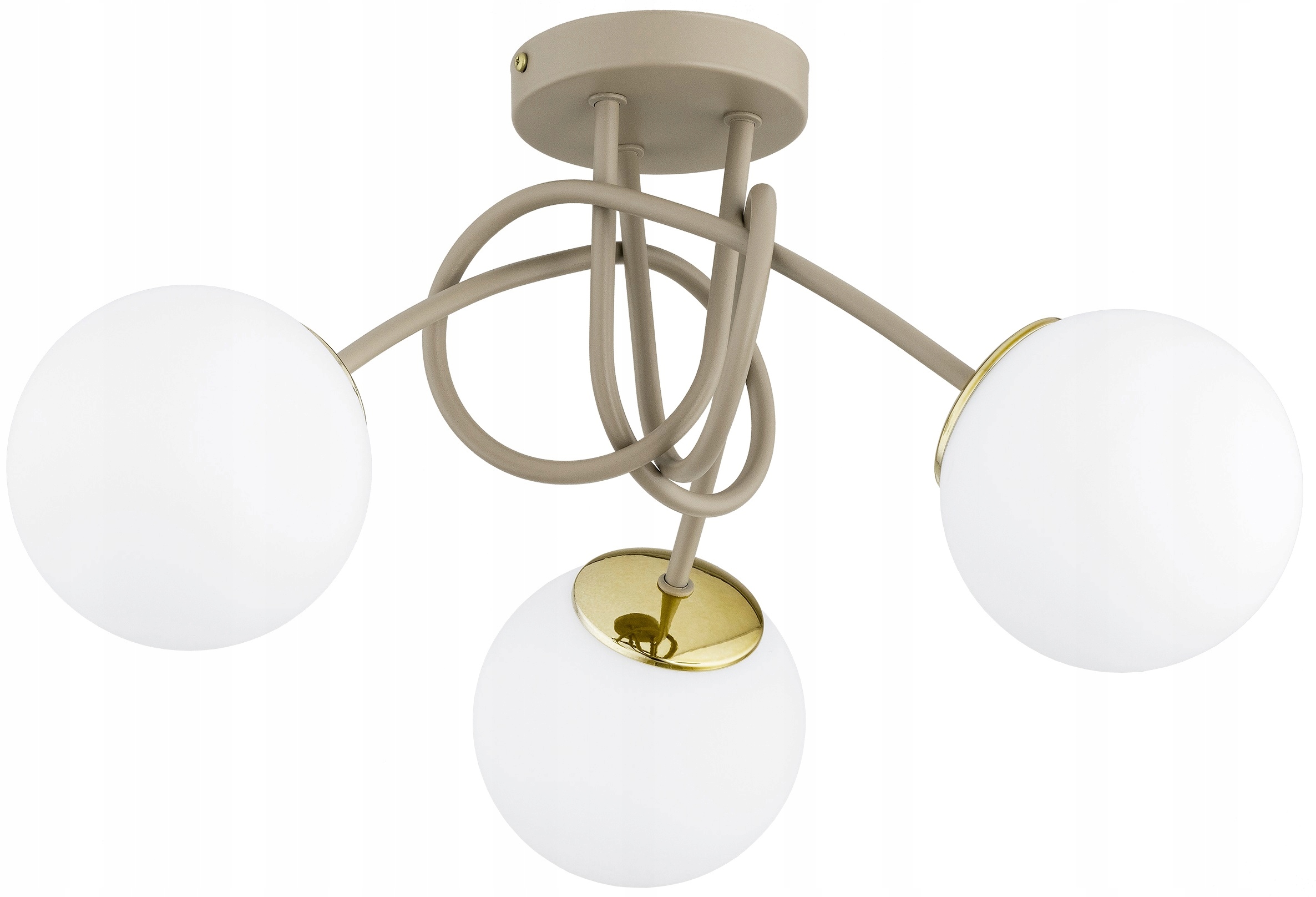 Lampa Sufitowa Plafon Żyrandol Szklane Kule Milo Beżowy Ecru Złoty