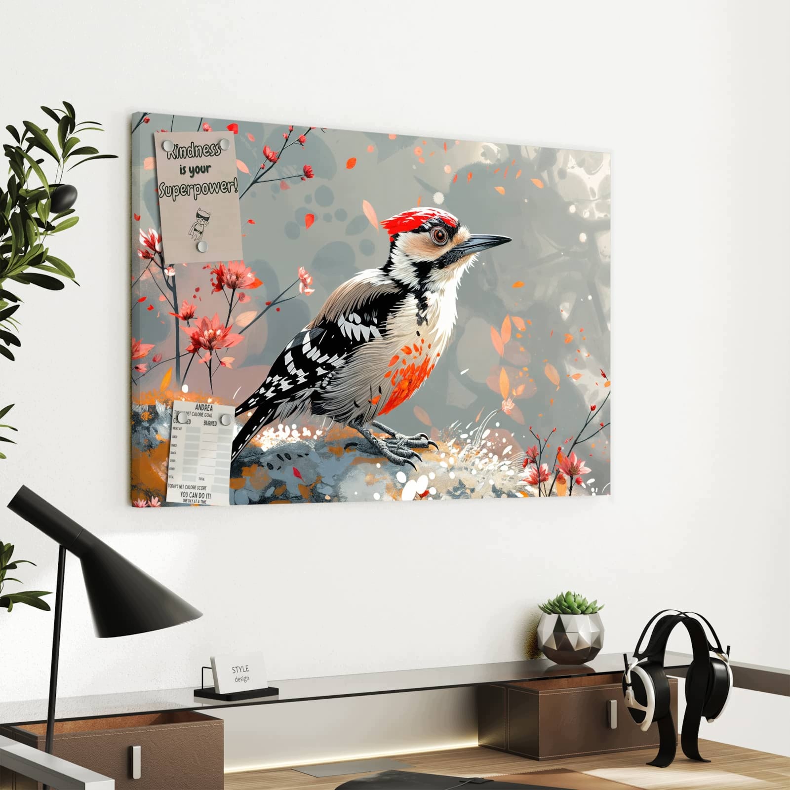 Magnetická tabule Dzieciol miedzy Květiny 60 × 40 cm