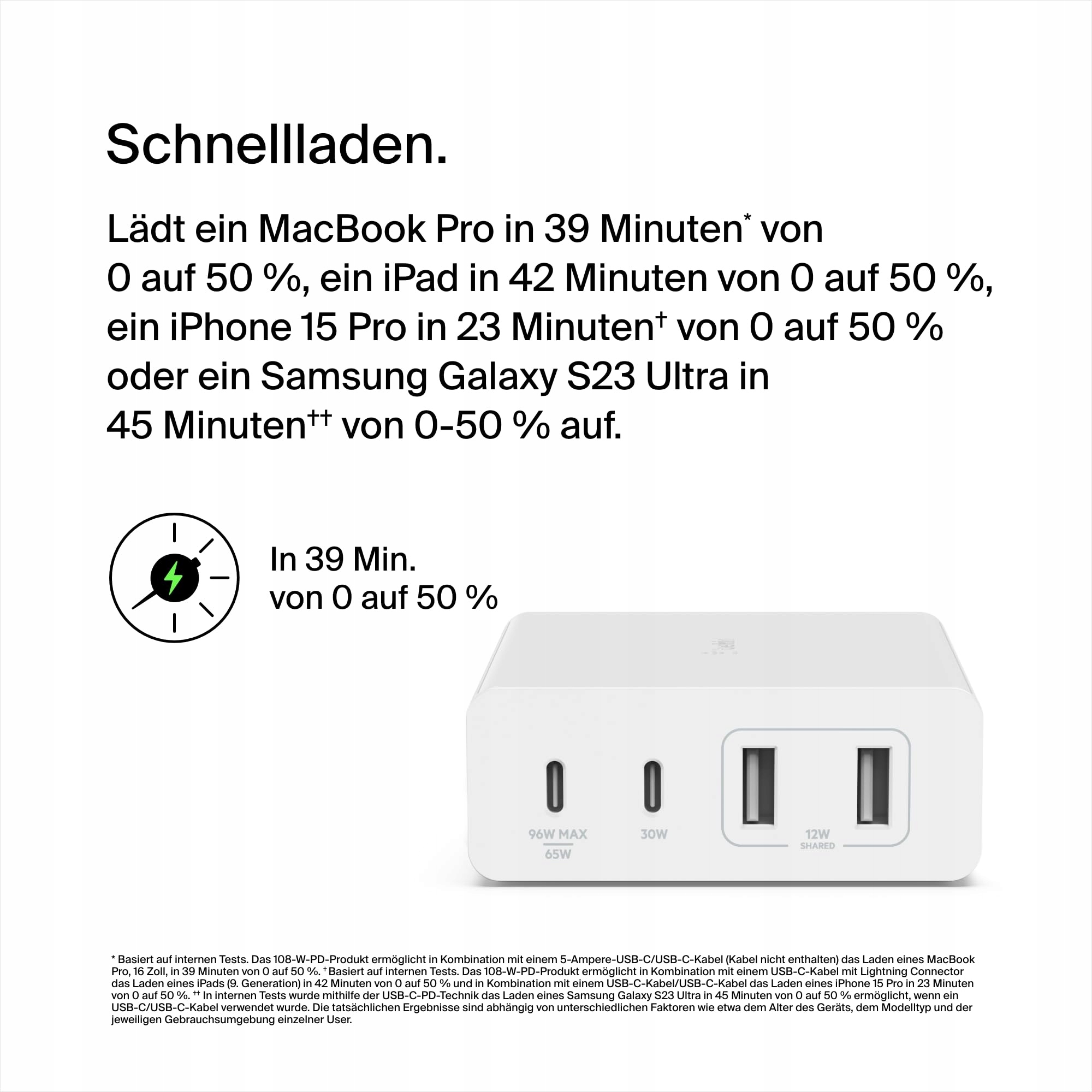 BELKIN Stacja Ładowania 108W USB GaN Szybka Ładowarka 2x USB-C 2x USB-A — miniatura 5