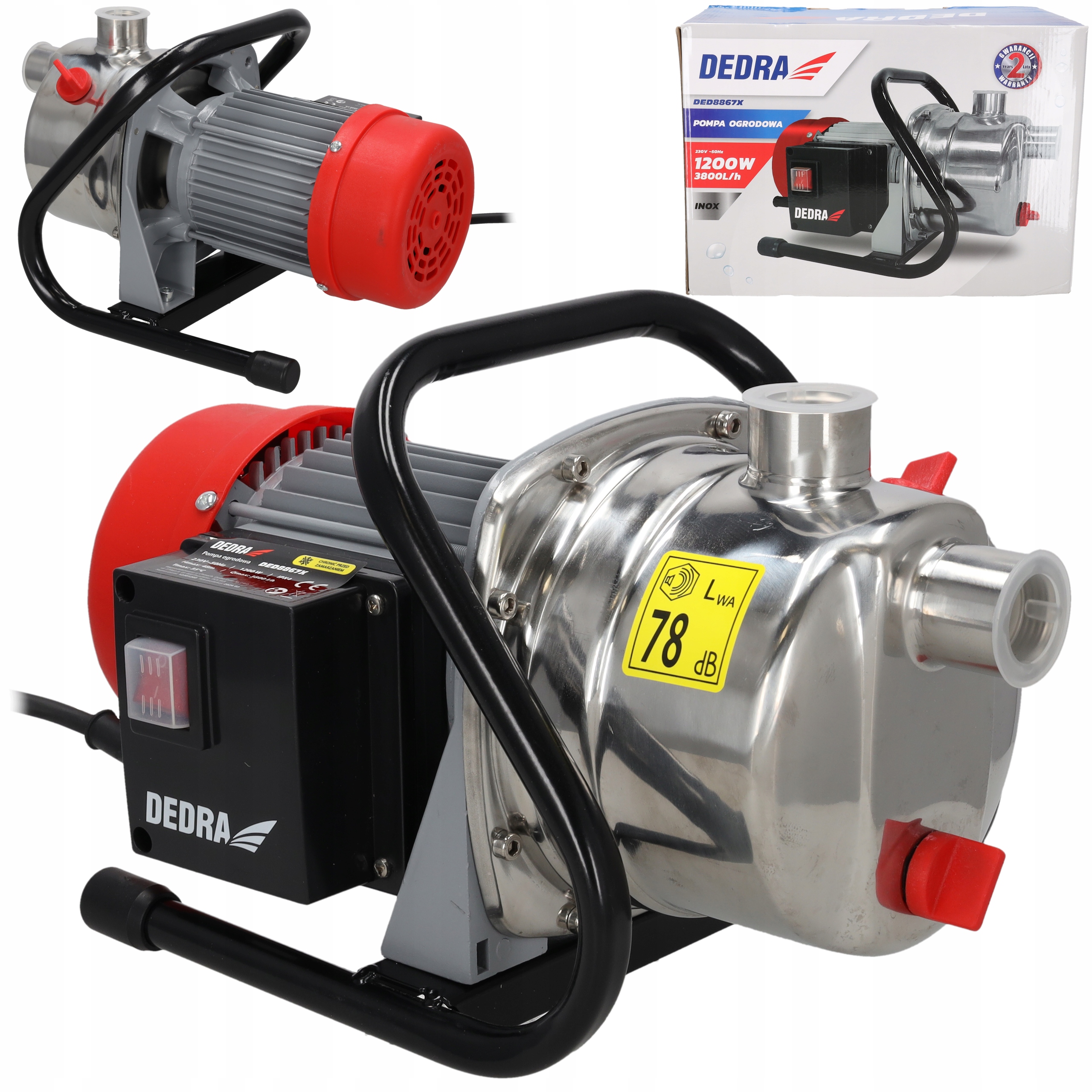 Pompa ogrodowa do wody ze stali Inox Garden Dedra 1200W Przepływ 3800l/h