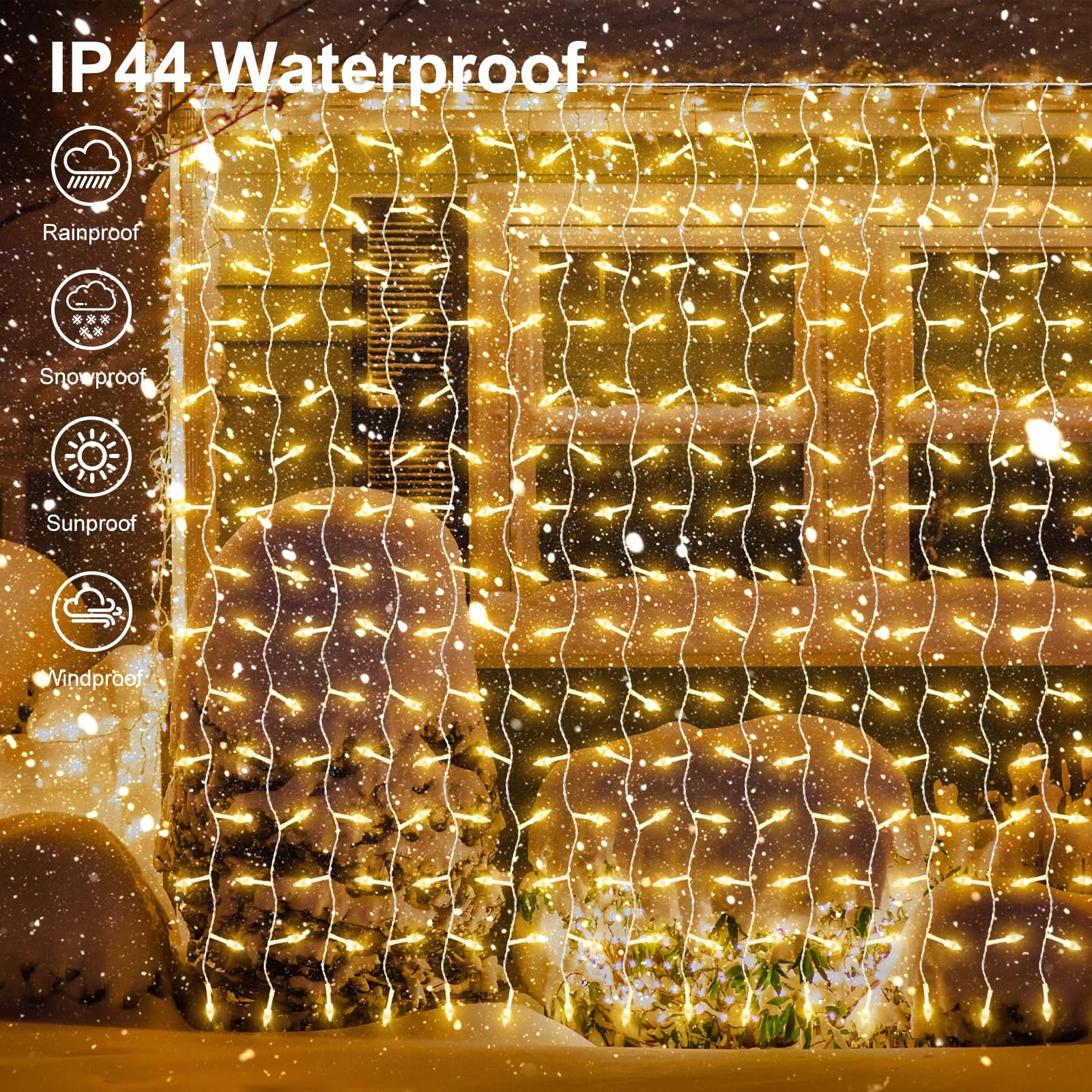 CERIAL Kurtyna Girlanda Zasłona Świetlna Zewnętrzna Wodoodporna 4X2M 300LED — miniatura 5
