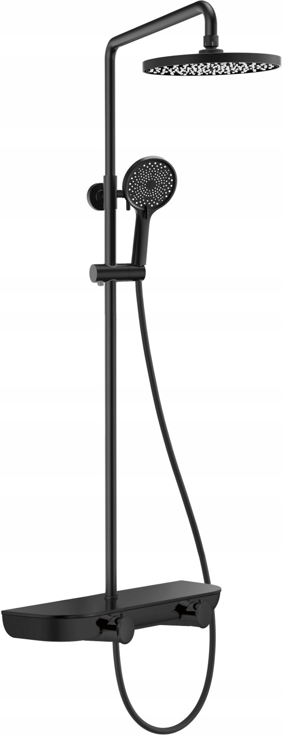 Mexen Axis čierna sprchová súprava s dažďovou sprchou a batériou
