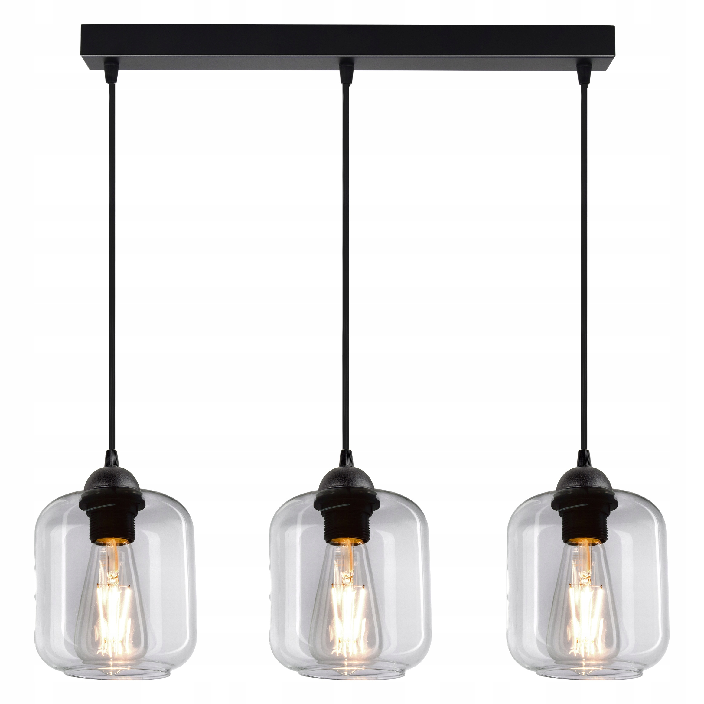 

Lampa Wisząca Żyrandol Plafon 3 Klosze Transparent