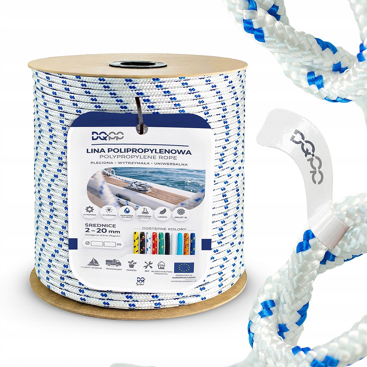 Polypropylenové lano 14 mm Pletené lano Univerzální Pp Bílé 80 m