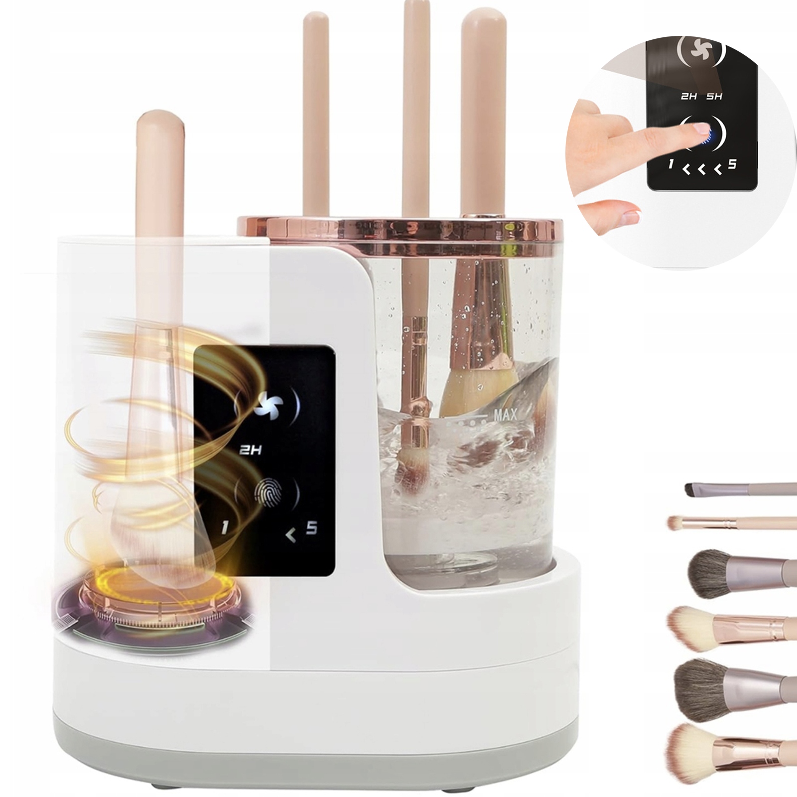 Žínka, kosmetický štětec, elektrický čistič make-upu, 3v1 čištění s vysoušečem