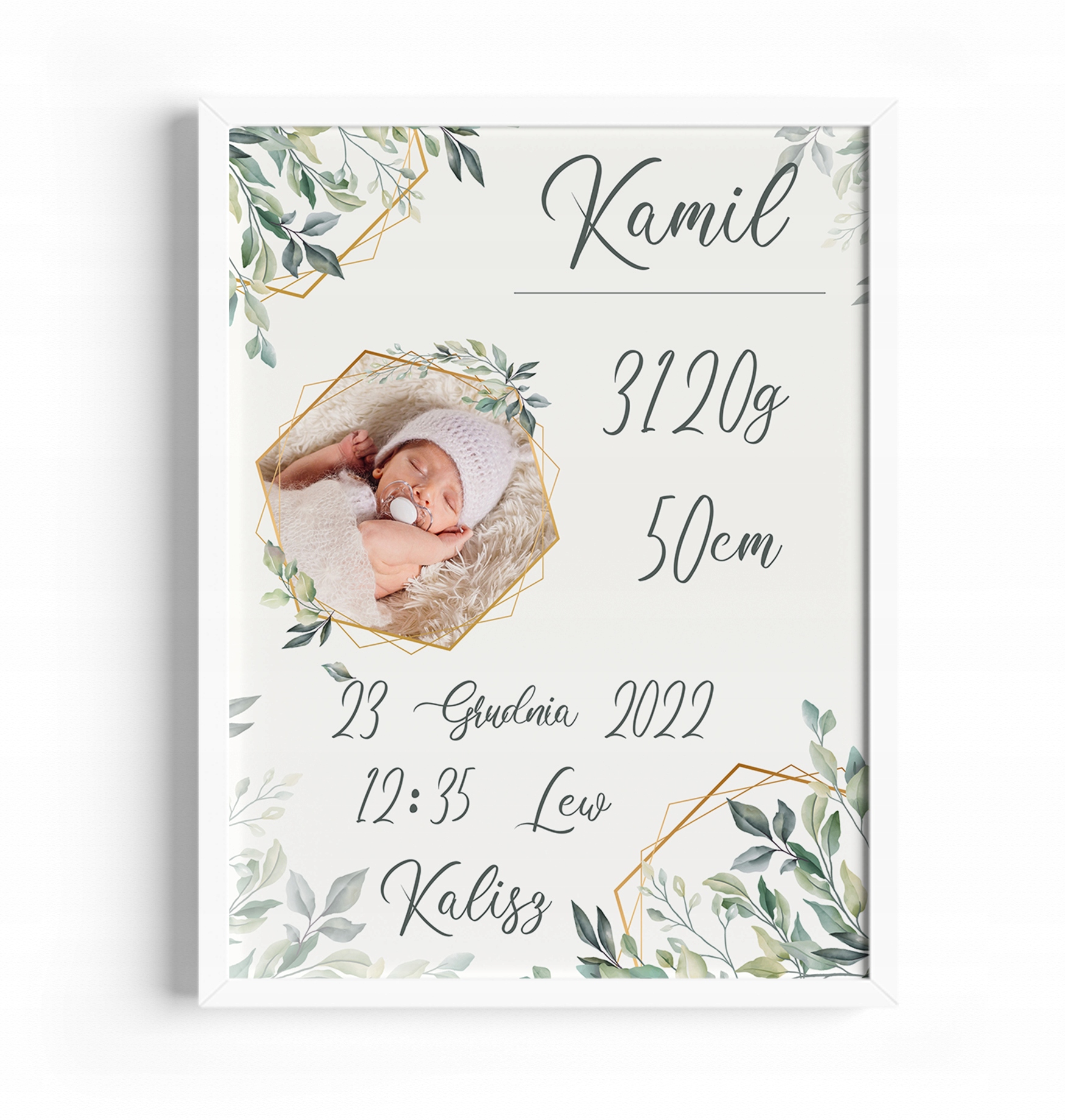 

Metryczka Zdjęcie Ramka A3 Urodziny Chrzest Boho