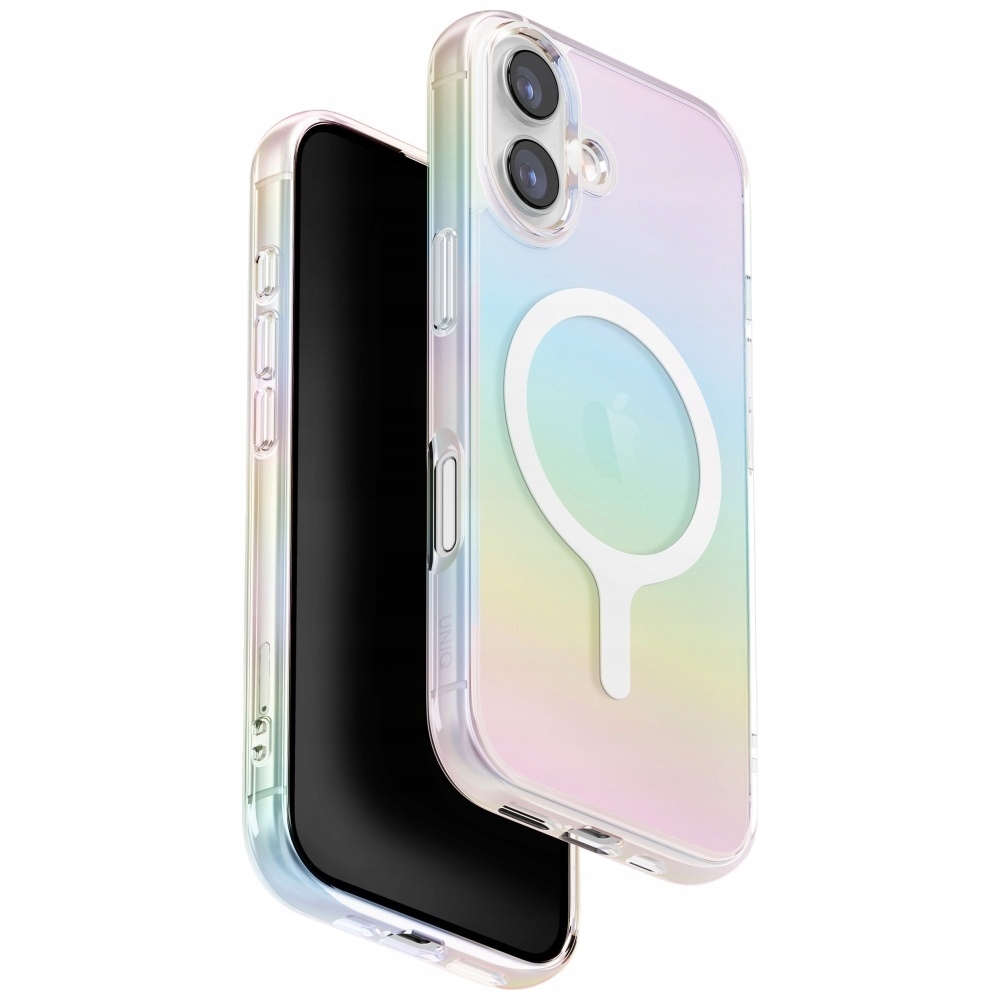 Pouzdro Uniq Iridescia pro iPhone 17 s magnetickým nabíjením a holografickým quartzovým povrchem