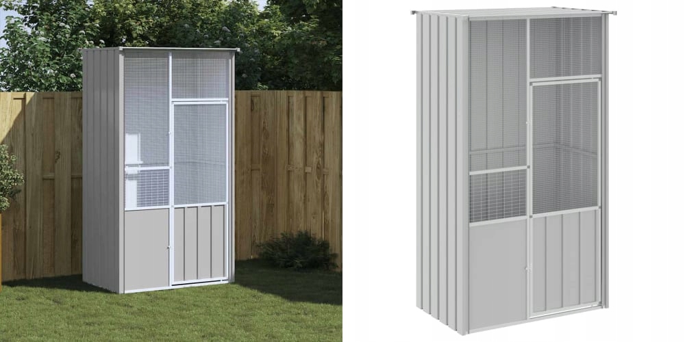 Levně Šedá, Voliéra, galvanizovaná ocel, 115 x 78 x 200 cm