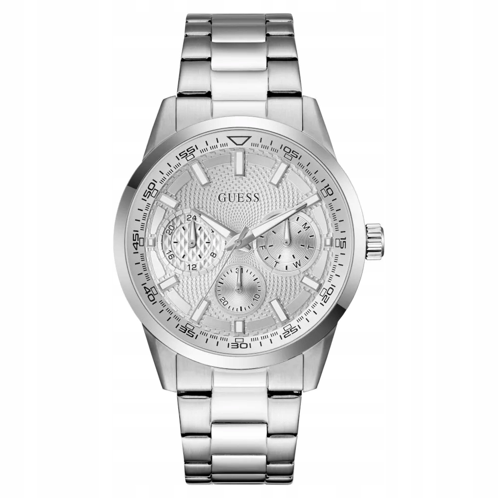 Guess Trey stříbrný pánské hodinky stříbrný multidatový ciferník GW0963G