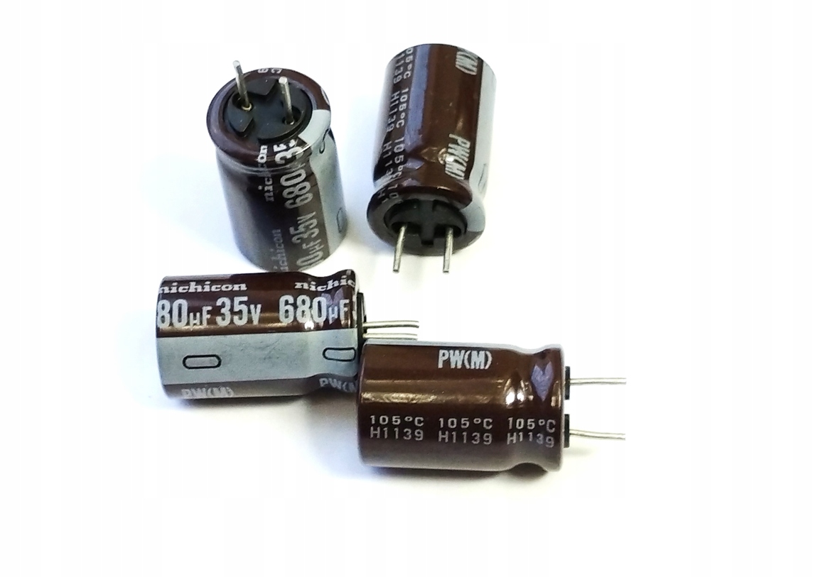 [5szt] Kondensator Nichicon Pw 680uF 35V Ø12.5x20mm niska impedancja 38mR