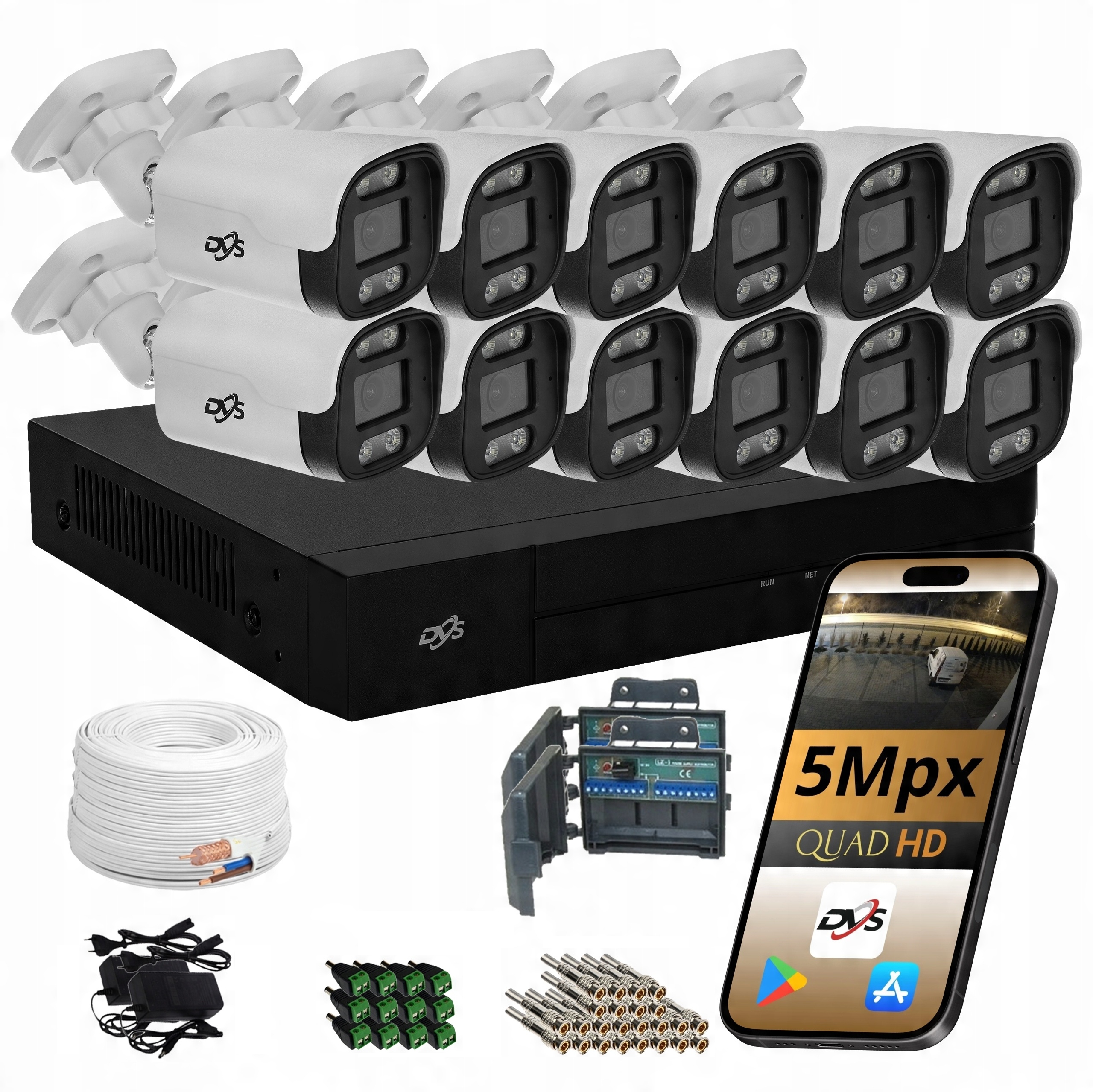 Sada 12 Venkovních Analogových Kamer Tuba Kamery Monitoring 5Mpx Dvs