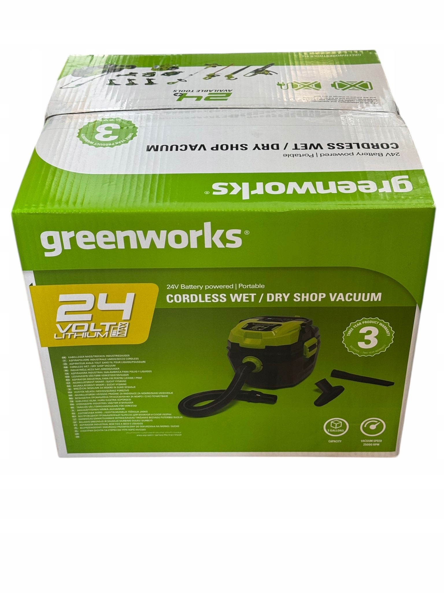 Odkurzacz bezworkowy Greenworks VUG102 zestaw bez akumulatora, ładowarki