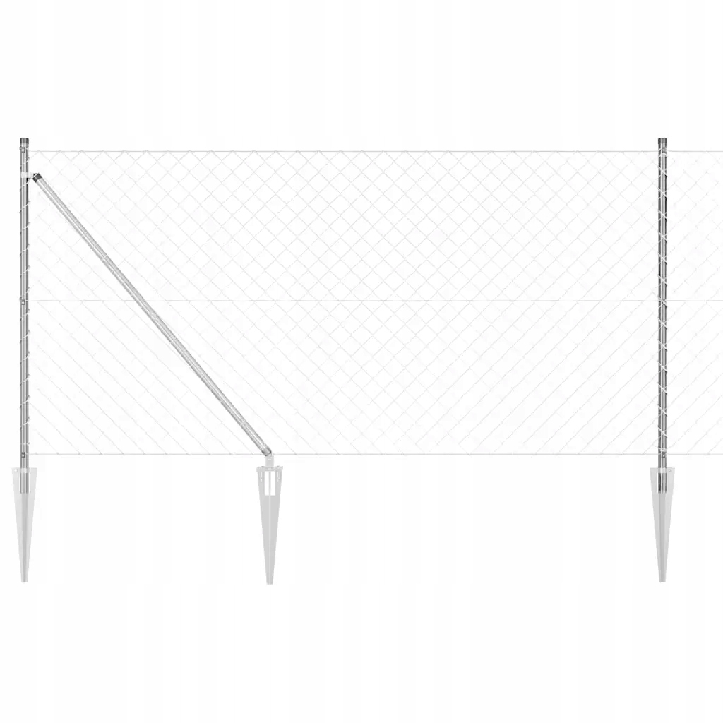 Řetězový plot se sloupy Stříbrná 1 x 10 m Ocel Stříbrná 3351213