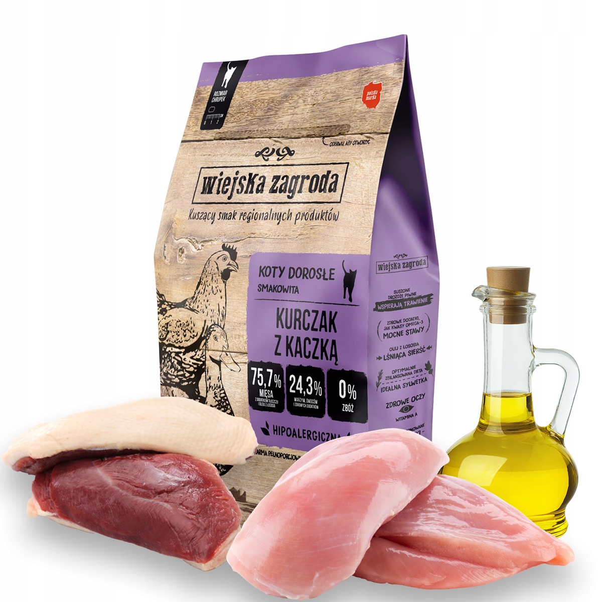 Wiejska Zagroda Kurczak z kaczką 5kg karma kota
