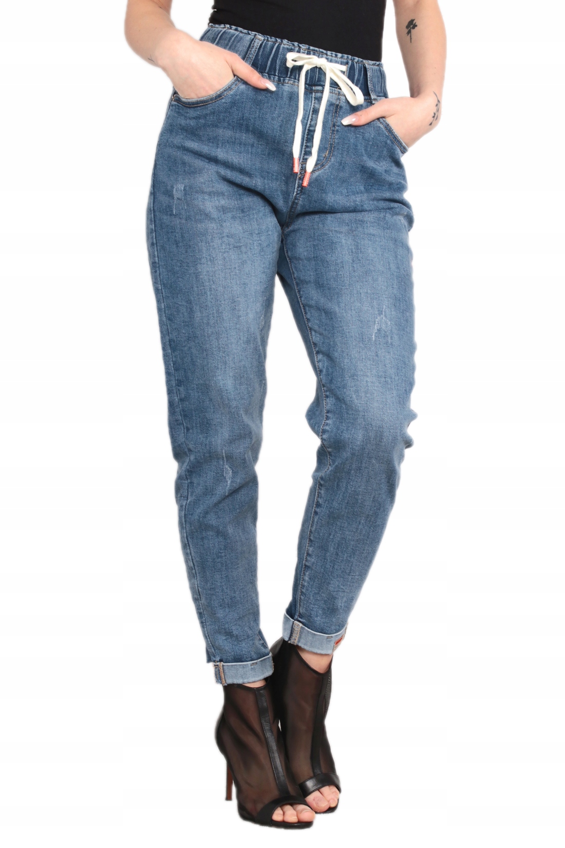 

Spodnie Jeansy Boyfriendy Na Gumie 7/8 34 Xs 2034