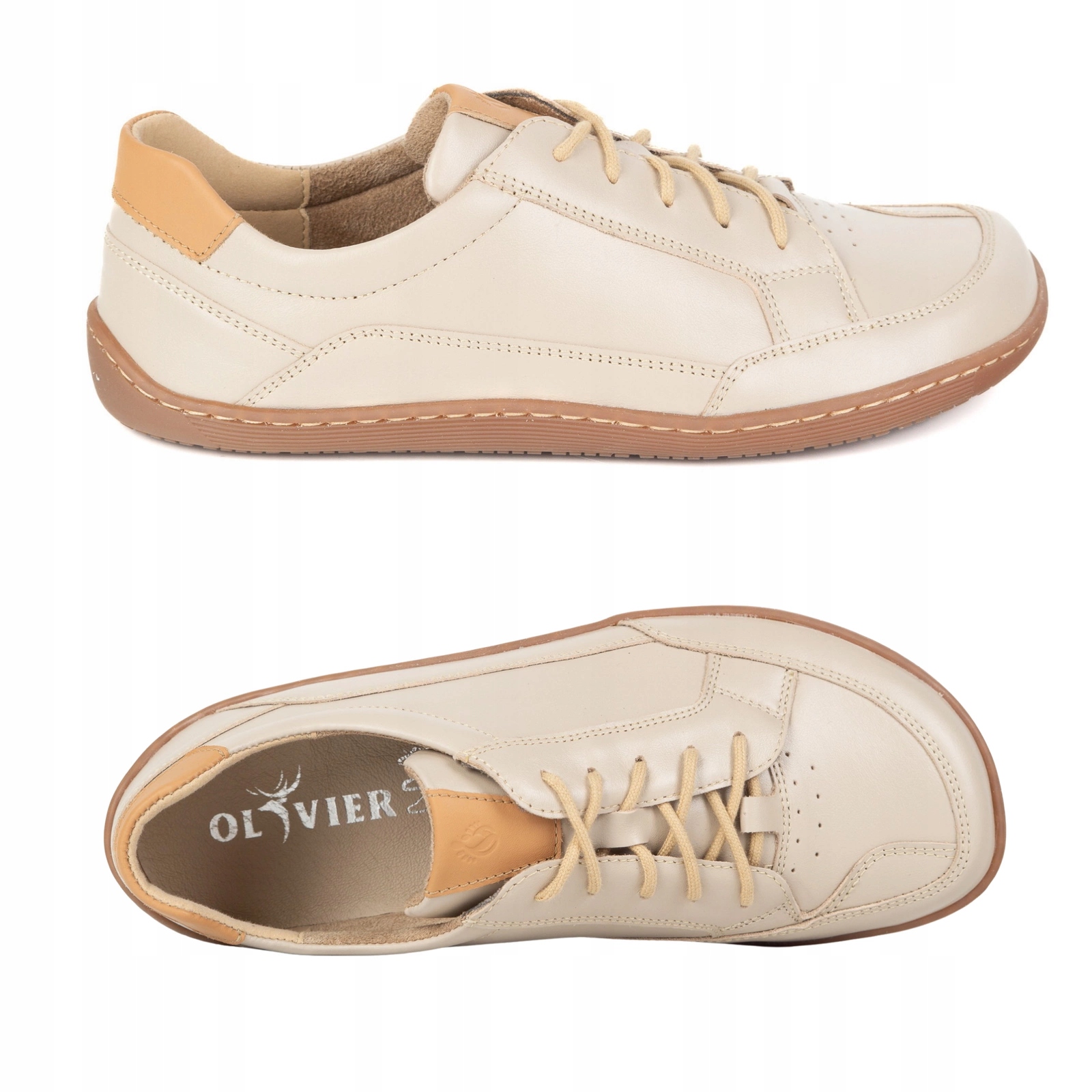 Barefoot Boty minimalistické kožené tenisky Olivier 1282 béžové 39
