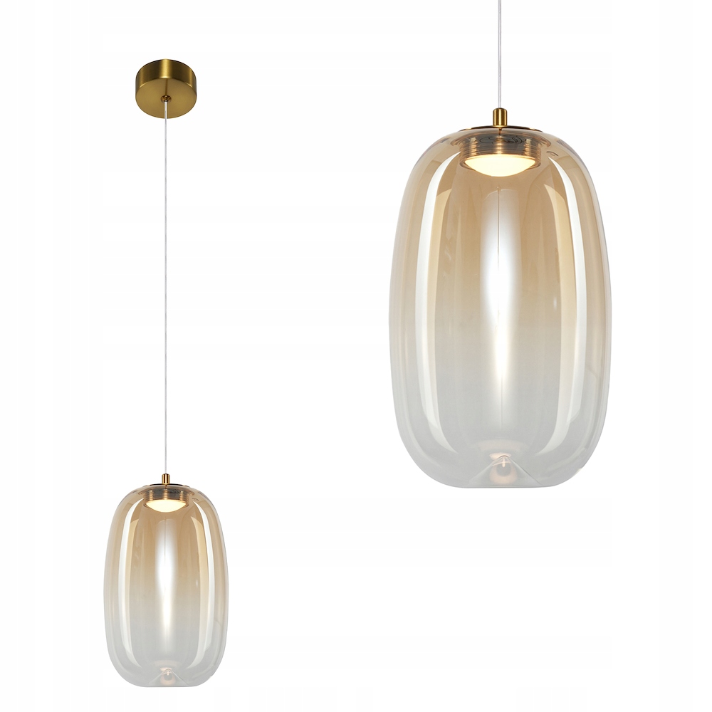 Závěsná lampa zlatá se skleněným krytem do jídelny Vaso Led 4W Milagro