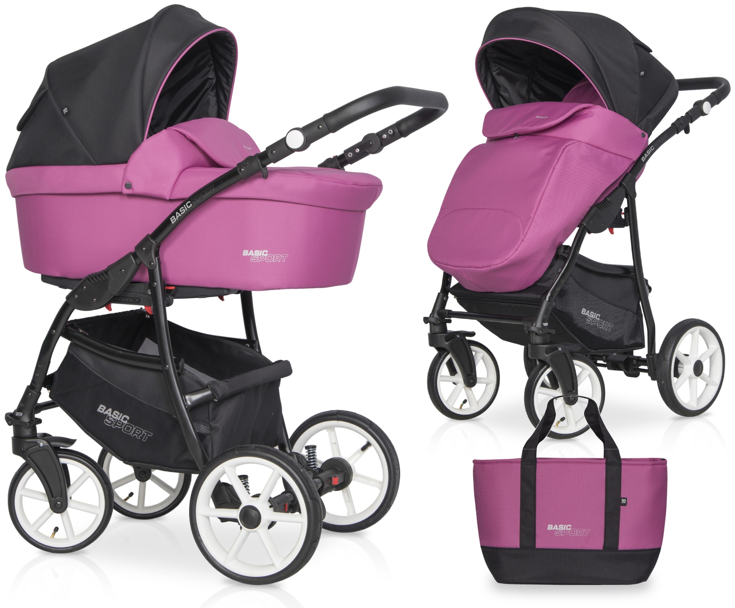 WÓZEK 2w1 GONDOLA SPACER Riko BASIC SPORT MAGENTA