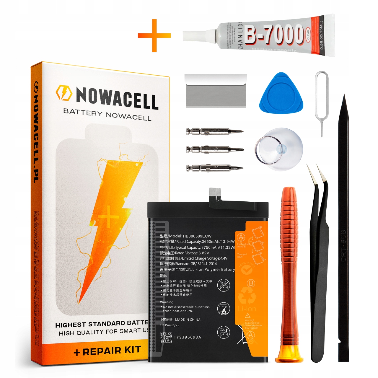 Zestaw Bateria HB386589ECW Klej do Huawei Mate 20 Lite Honor 8X 3750 mAh