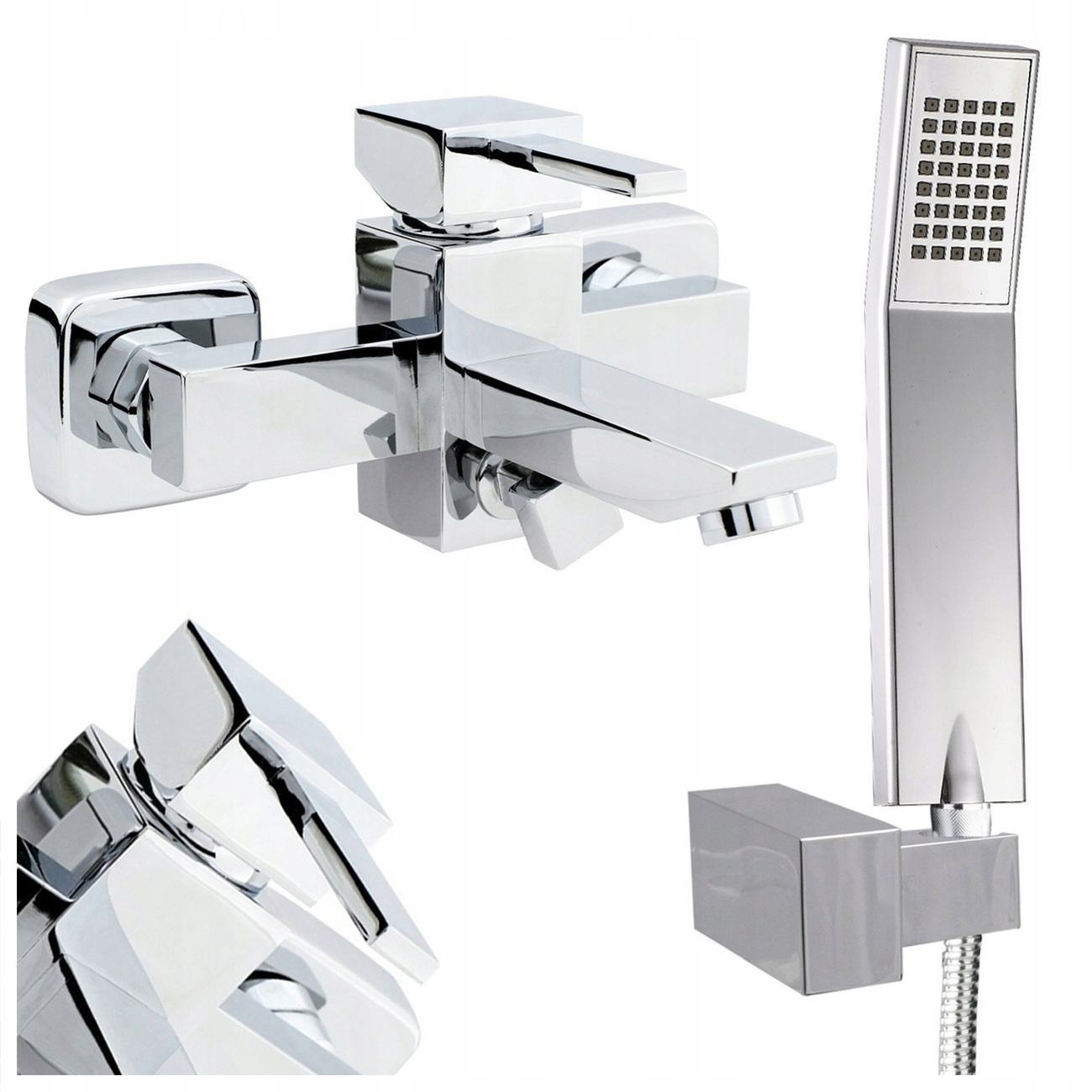 Nástenná Sprchová Vaňová Batéria Caro Chróm Vysoká Kvalita