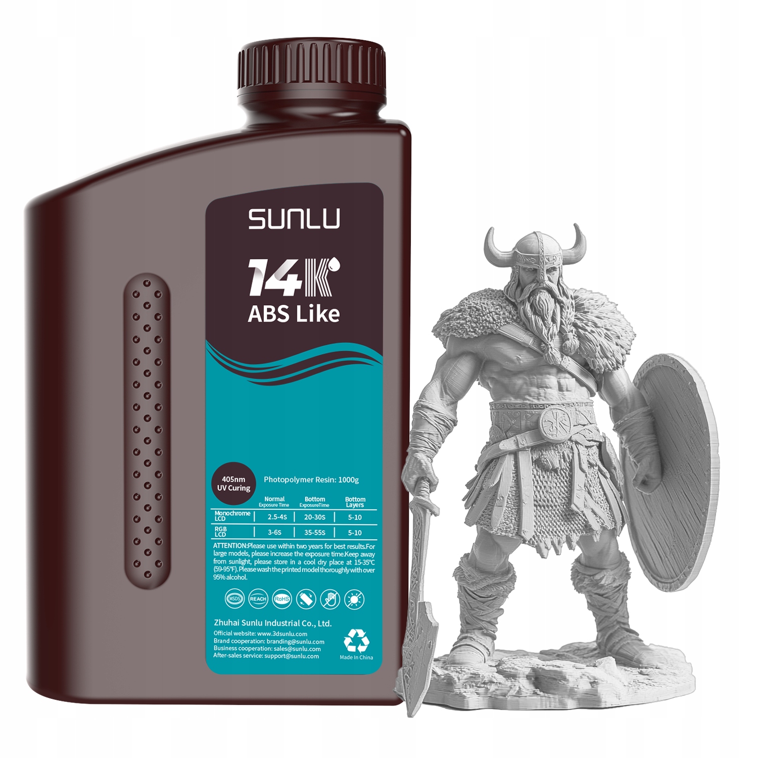 Uv pryskyřice Sunlu 14K Abs Like Grey Šedá 1kg 1L pro 3D tiskárnu