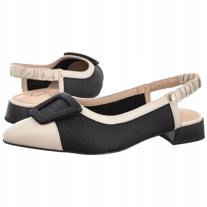 Dámské kožené baleríny Maciejka Béžové/Černé K7466-04/00-1