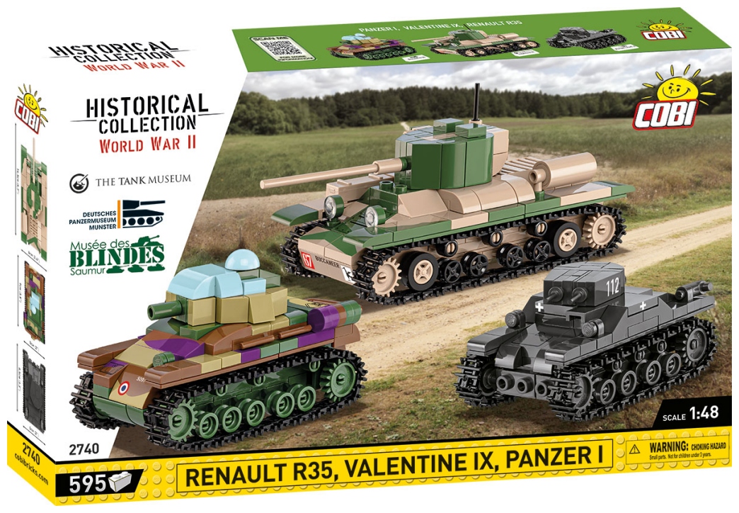 Klocki Cobi 2740 zestaw 3 czołgów Renault R35 Valentine IX Panzer I