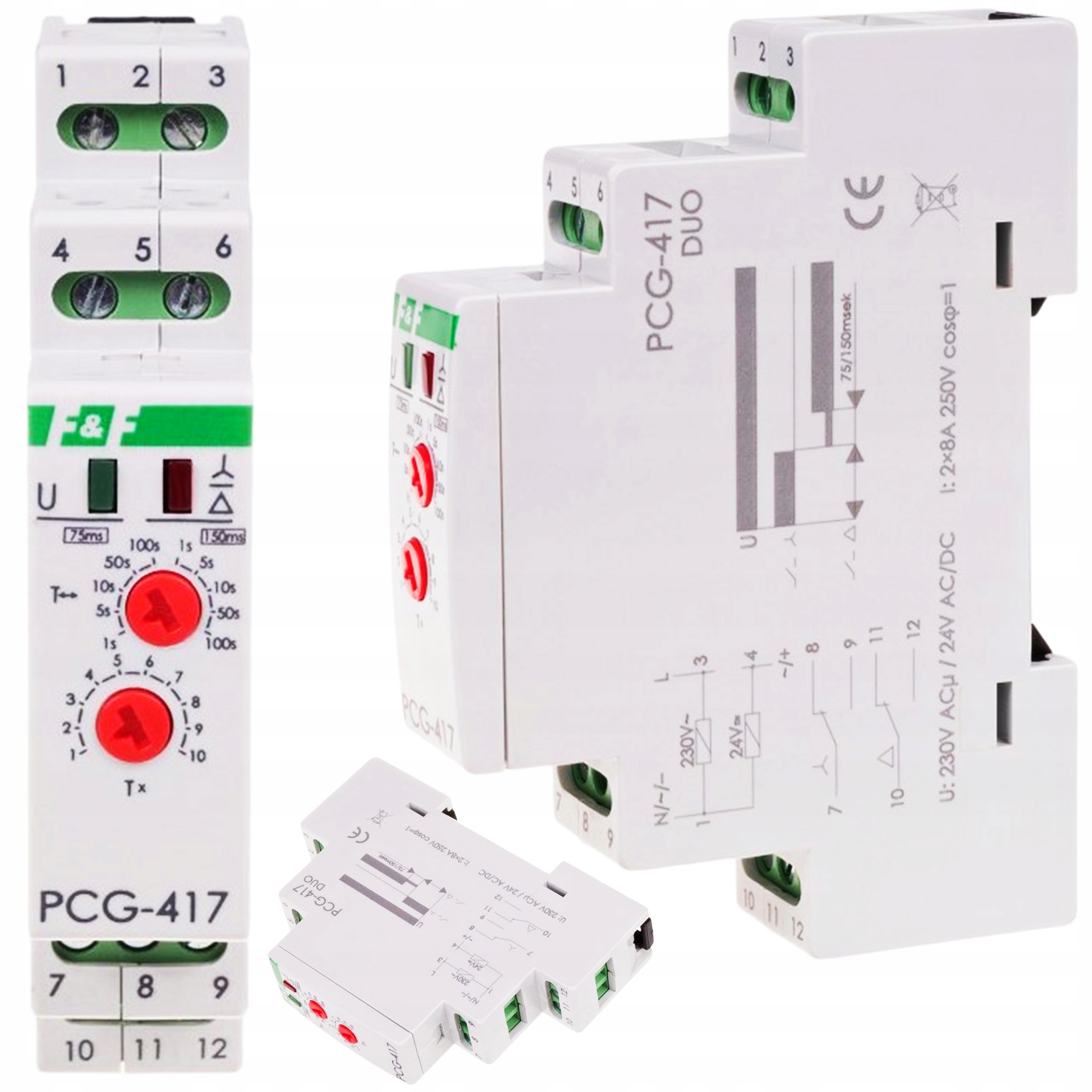 Časový regulátor relé 2Z 8A 1-1000sek 230V 24V Ac/dc hvězda-trojúhelník