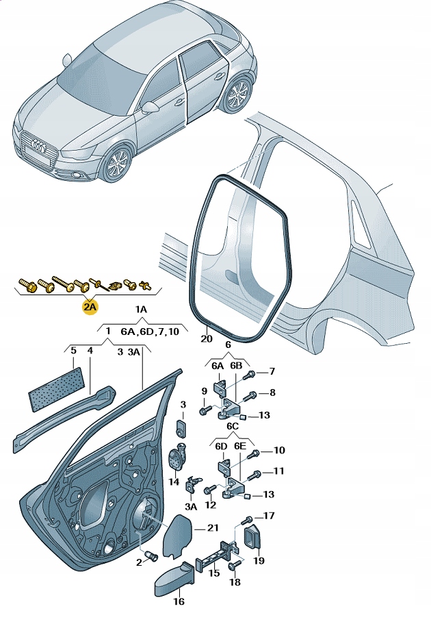 КОМПЛЕКТ ЭЛЕМЕНТОВ КРЕПЛЕНИЕ ДВЕРИ ЗАД. AUDI A1 КАК ОРИГИНАЛ