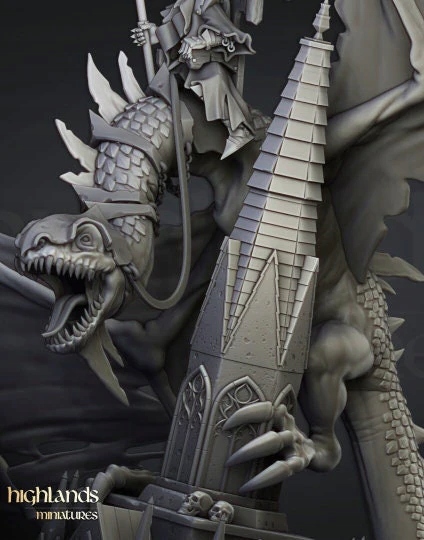 Ezekiel, Lord Necromancer on Flying Monster - Highlands Miniatures Nazwa Druk 3D Modeli HighLands Miniatures