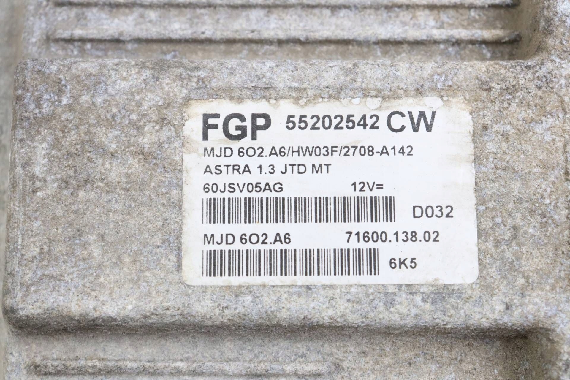 OPEL ASTRA H III computer control unit of the engine 1.3 CDTI 55202542