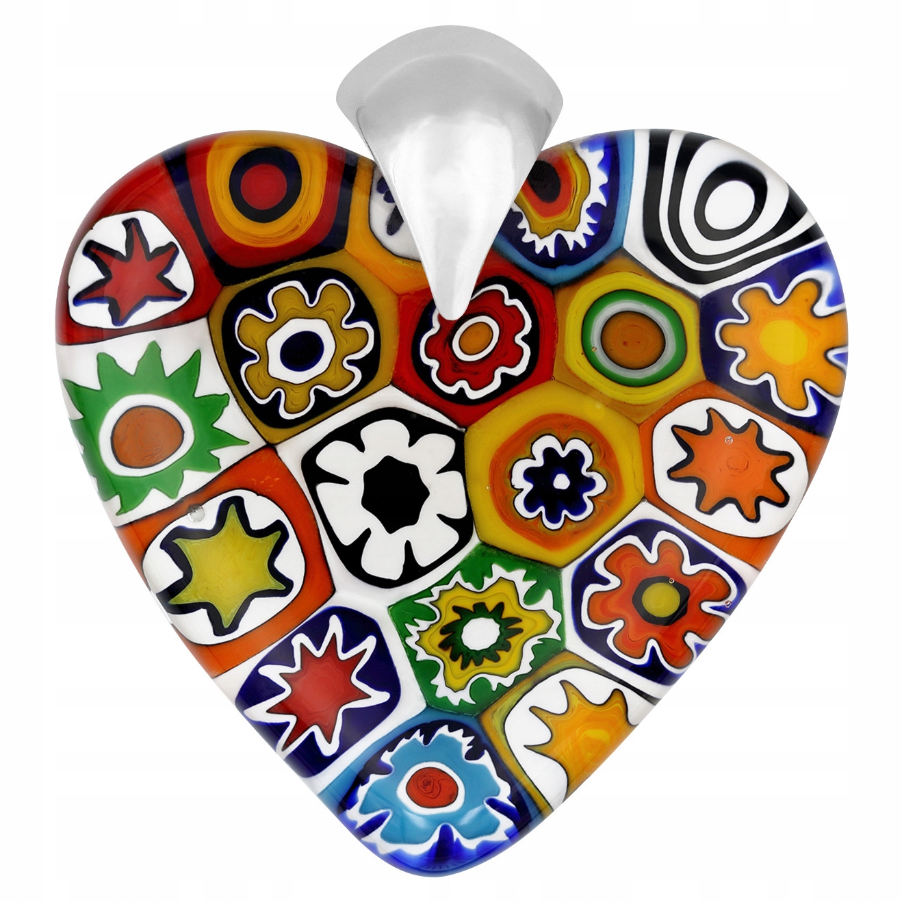 Dámský vícebarevný přívěsek Harf sklo murano srdce