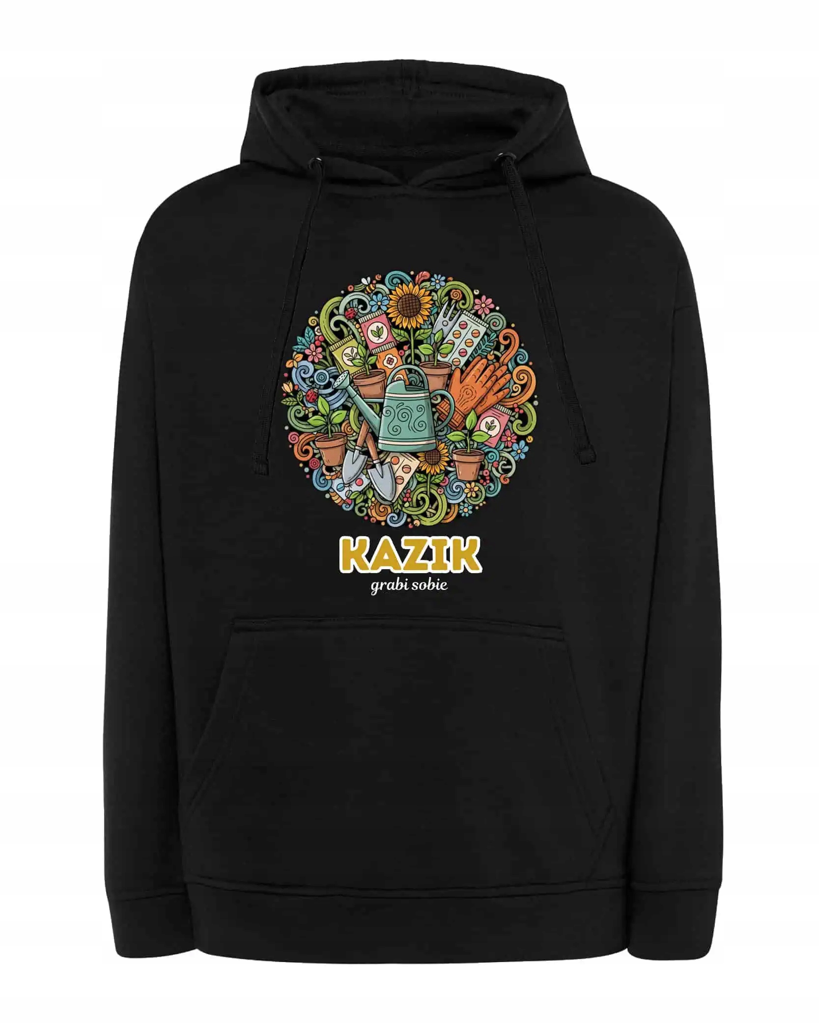 Mikina s kapucí Zahradník Personalizovaná Ilustrační Černá M
