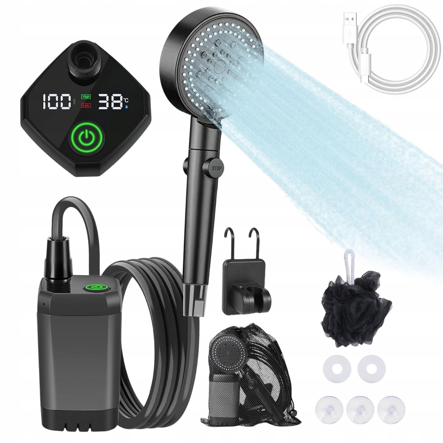 Prysznic Turystyczny Natrysk Camping Akumulator 6000mAh