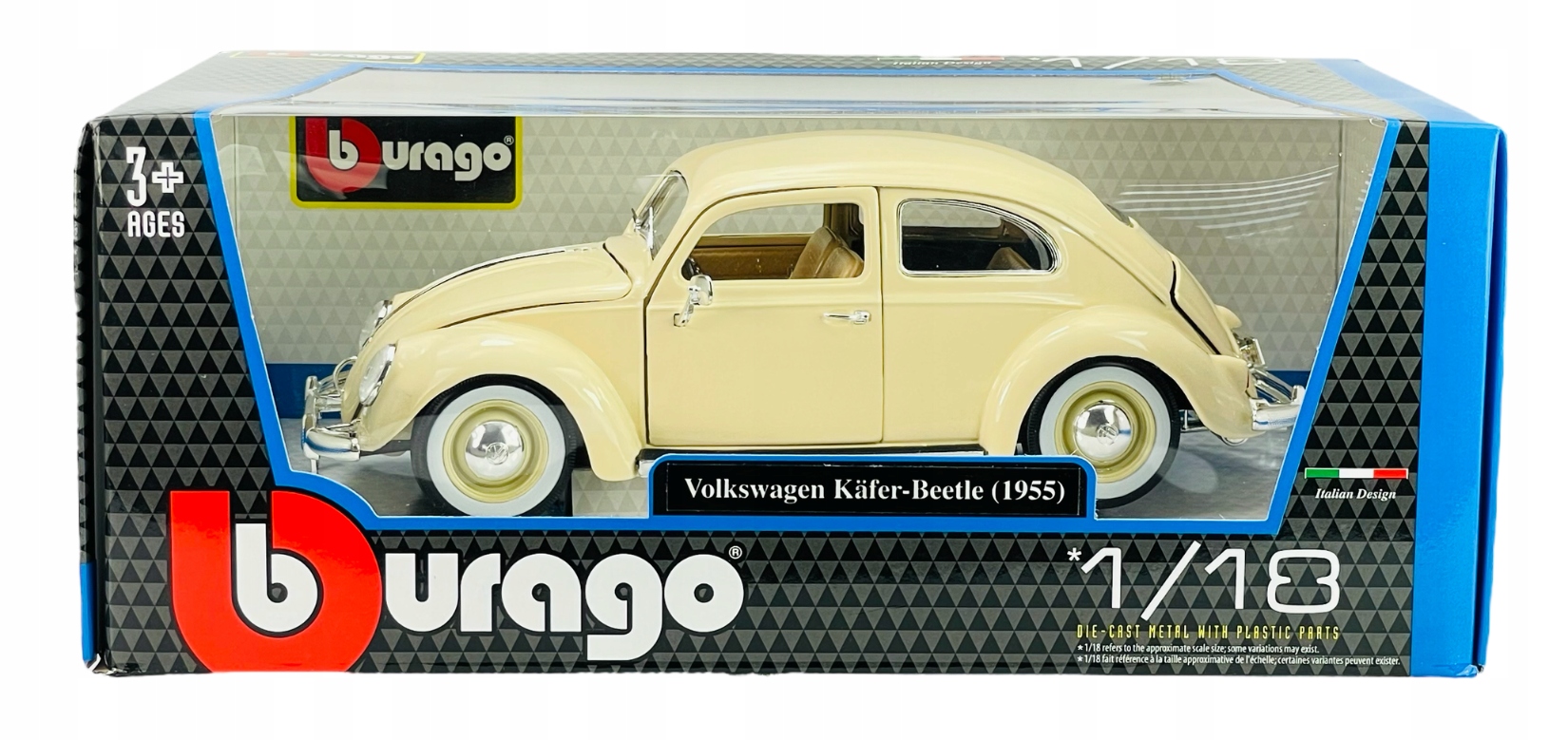 Bburago 1955 Vw Volkswagen Beetle Garbus Beżowy 1:18 Nowy Metal Model 12029
