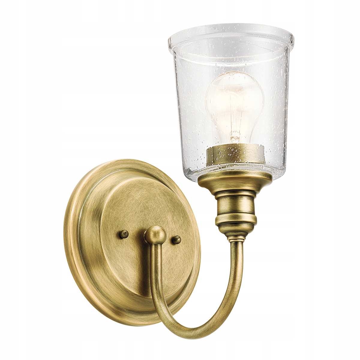 Mosadzná nástenná lampa so skleneným tienidlom a bublinkami vintage Kichler