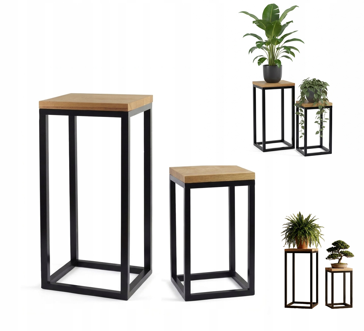 Sada Stojacích Květináčů velká a malá, dřevěná, dubová