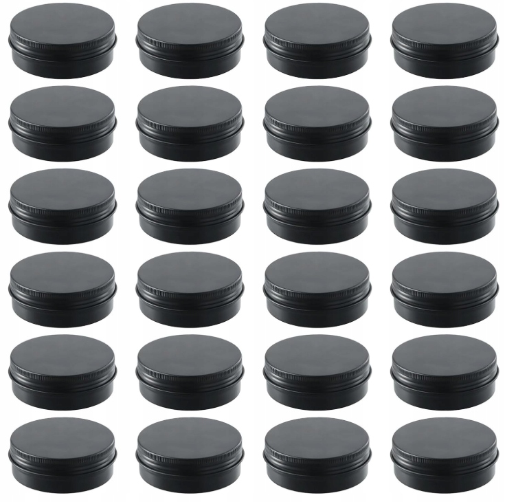 24 Kusů 60 ML Kulatých Nádobek Na Kosmetiku Z Hliníku, Šroubovací, Černé